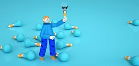 c4d拿着灯泡的人立体素材