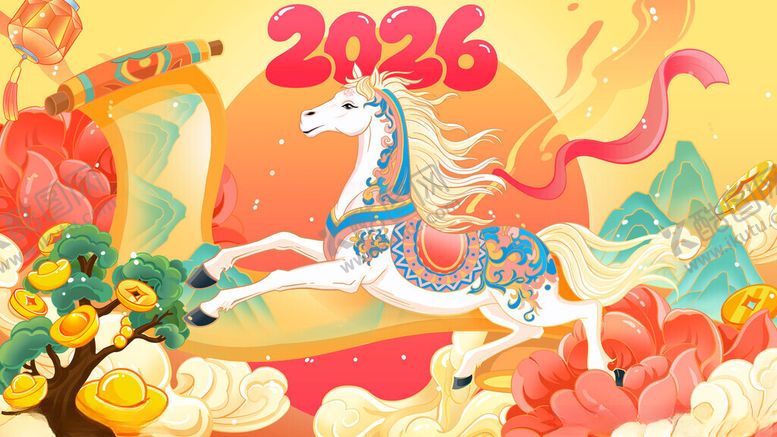 编号：69244711200126155112【酷图网】源文件下载-马年大吉新年春节吉祥奔马插画