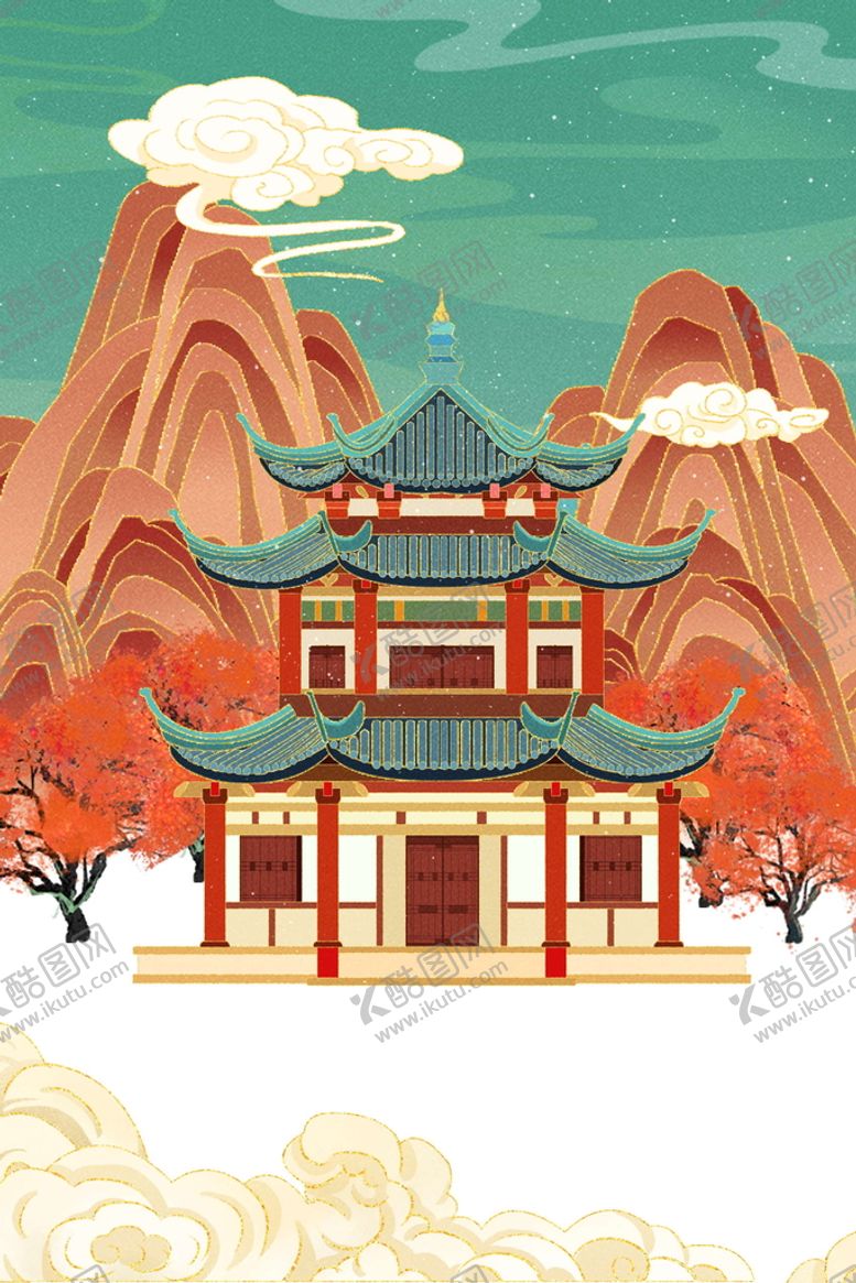 编号：44312010161747145647【酷图网】源文件下载-国潮中式建筑 