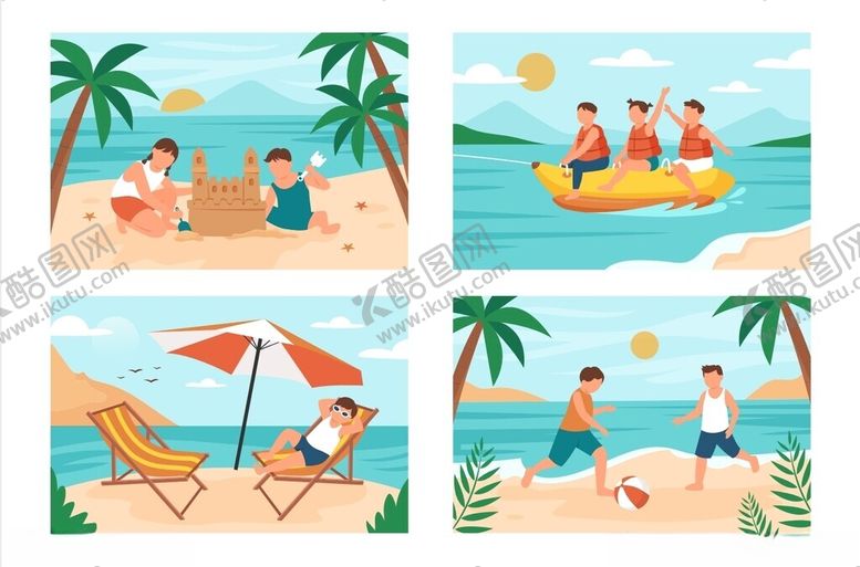 编号：62366909232046012001【酷图网】源文件下载-夏日海滩欢乐休闲时光