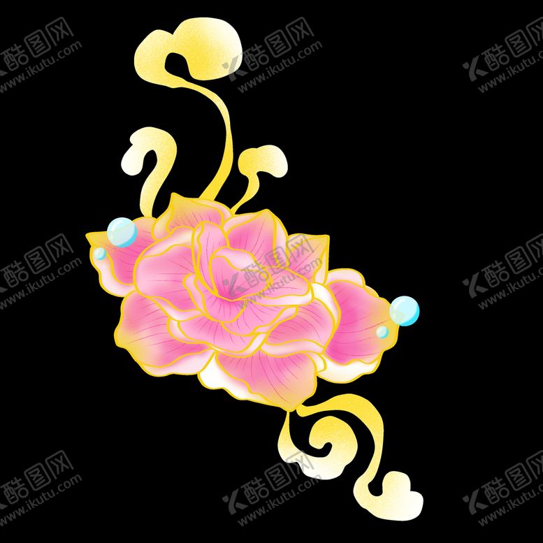 编号：10532609131000287295【酷图网】源文件下载-手绘国潮鲜花