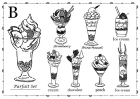 各式精美冰淇淋插画