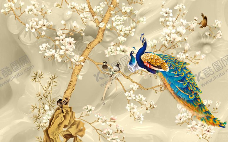 编号：66620410120442406959【酷图网】源文件下载-花鸟背景墙
