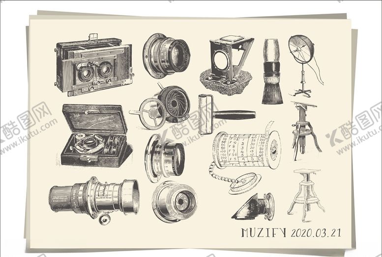编号：11281309270345375175【酷图网】源文件下载-16款入复古摄影器材