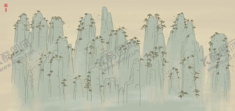 编号：15996910260318278892【酷图网】源文件下载-意境水墨山水画背景墙