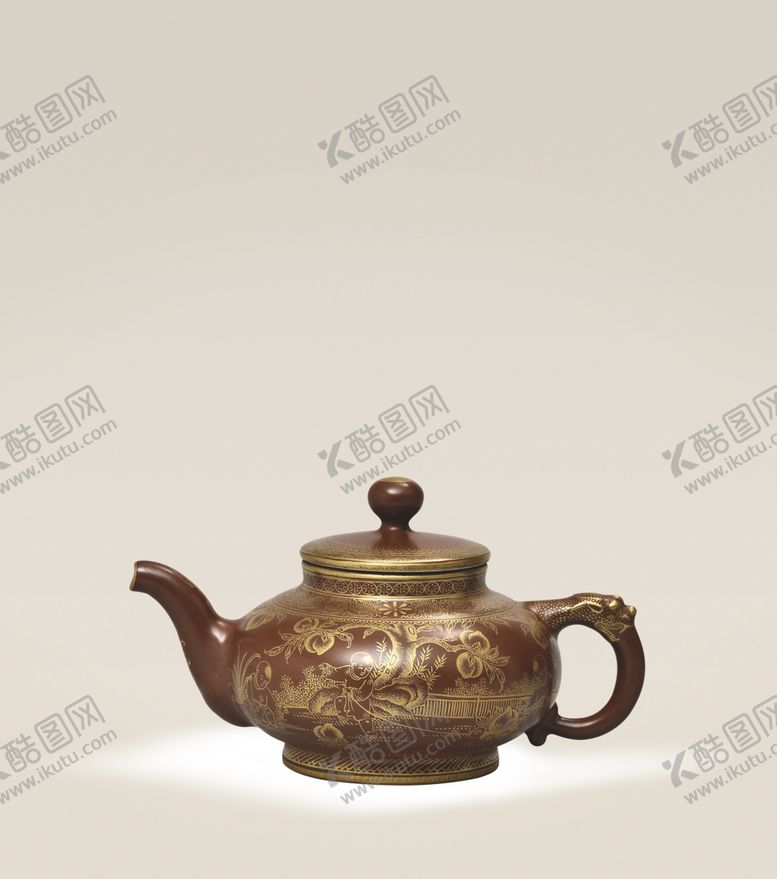 编号：34671706270149545379【酷图网】源文件下载-酱釉描金茶壶