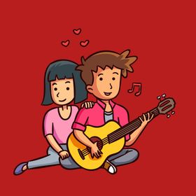 手绘情侣恋人爱男女卡通