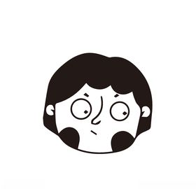 卡通女孩黑白线条设计简笔画矢量图