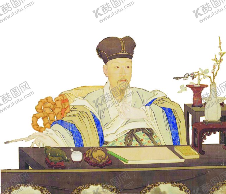编号：54819010110348291847【酷图网】源文件下载-清佚名绘乾隆帝写字像
