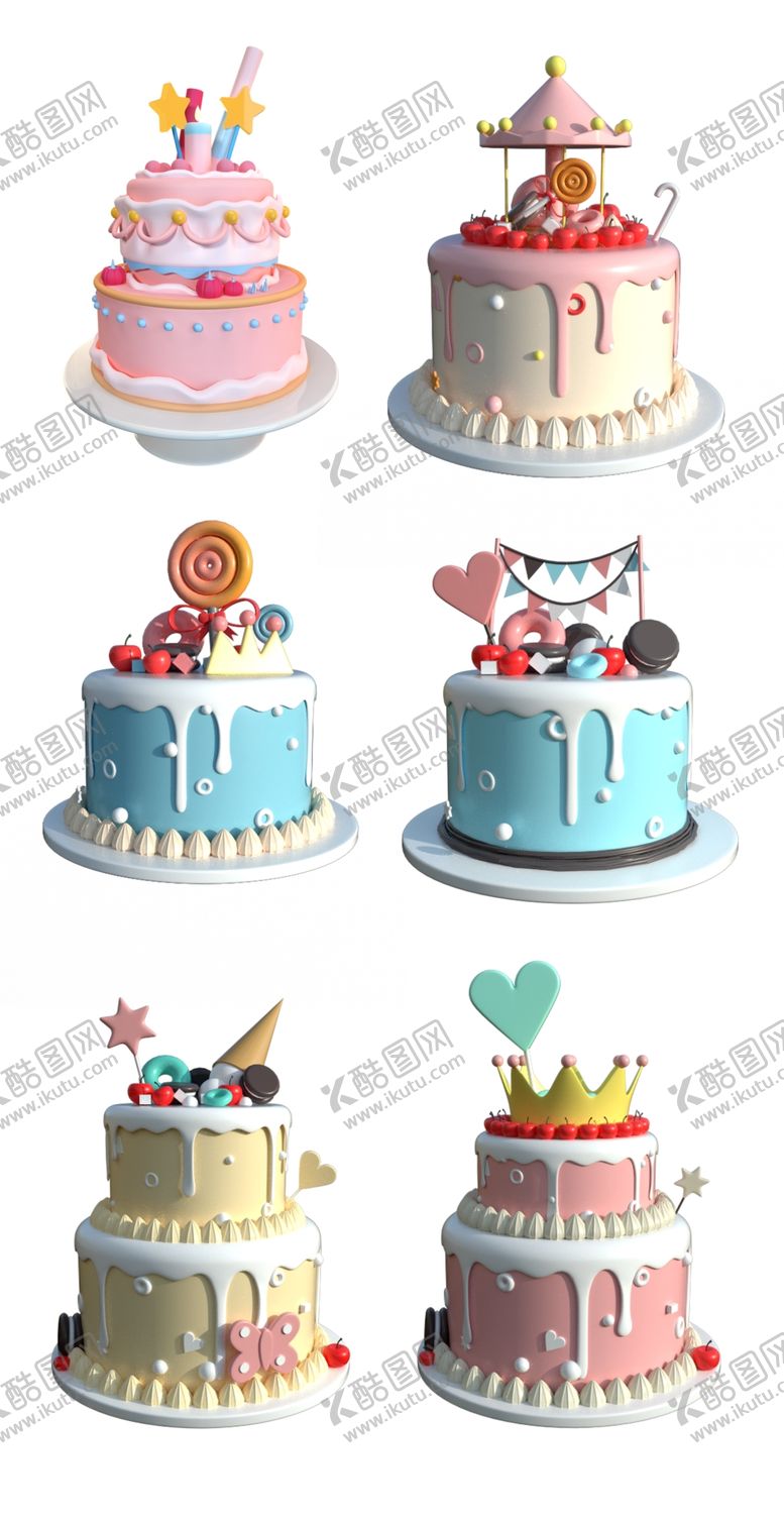 编号：37486909191809071436【酷图网】源文件下载-3D卡通生日蛋糕