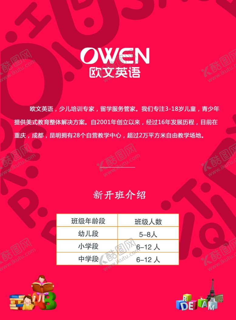 编号：55968907130425479440【酷图网】源文件下载-欧文英语教育辅导班艺术班宣传单