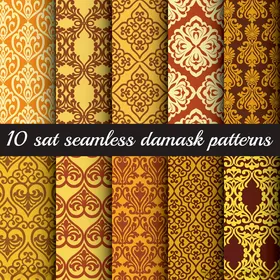 10款金色锦缎无缝图案