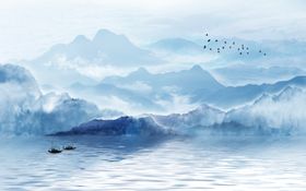 新中式山水背景