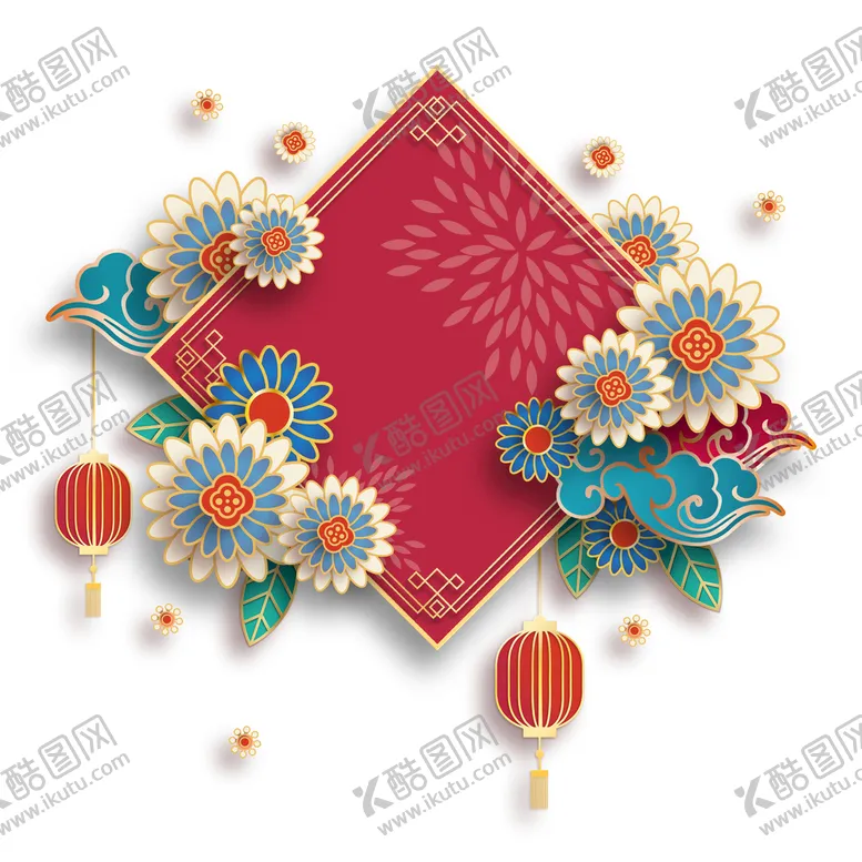 编号：60952310020125402573【酷图网】源文件下载-中国风喜庆剪纸花卉素材