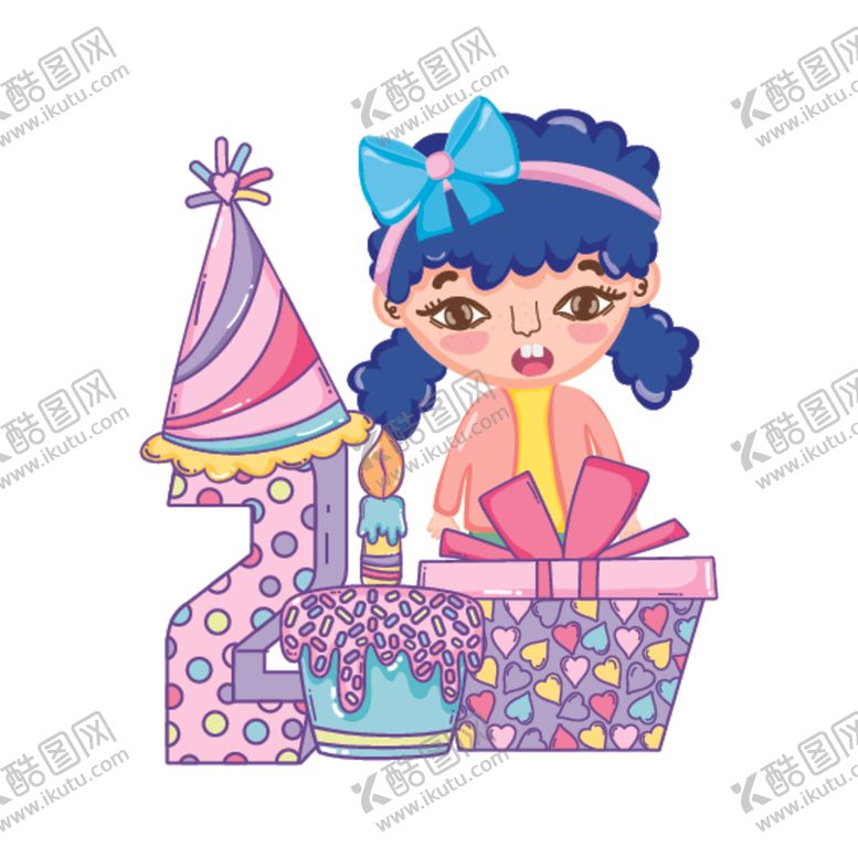 编号：47202305011043051021【酷图网】源文件下载-卡通生日女孩