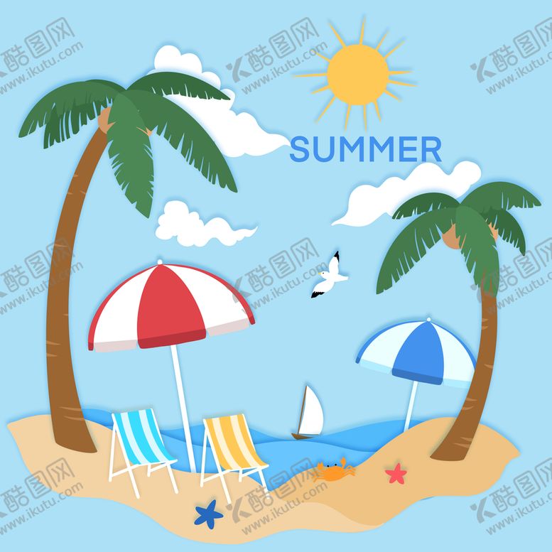 编号：45631910020437417086【酷图网】源文件下载-夏天海边沙滩