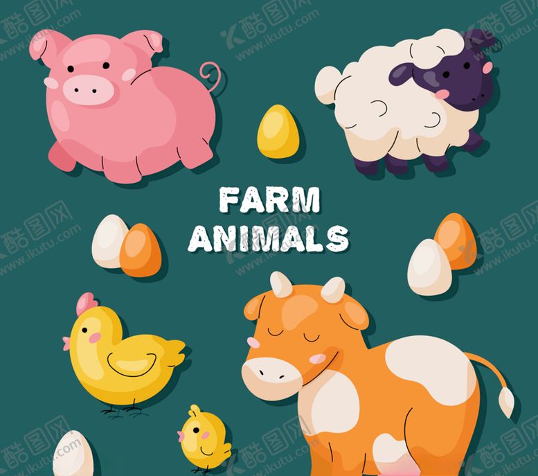 编号：75919309240313099343【酷图网】源文件下载-4款创意动物贴纸矢量素材