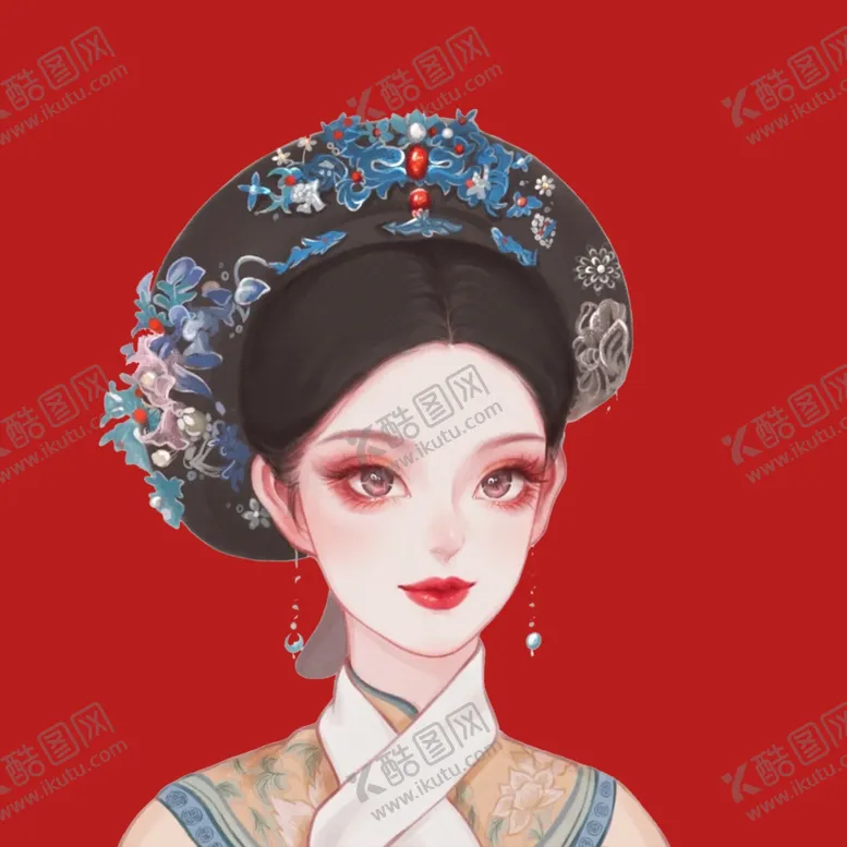 编号：16376603020018109042【酷图网】源文件下载-手绘清朝美女