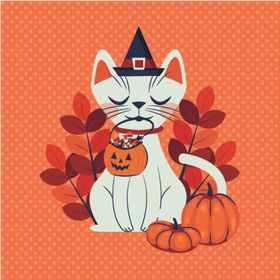 万圣节猫咪卡通形象卡通黑元素