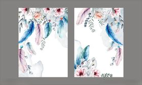 水彩羽毛花卉邀请函贺卡请柬