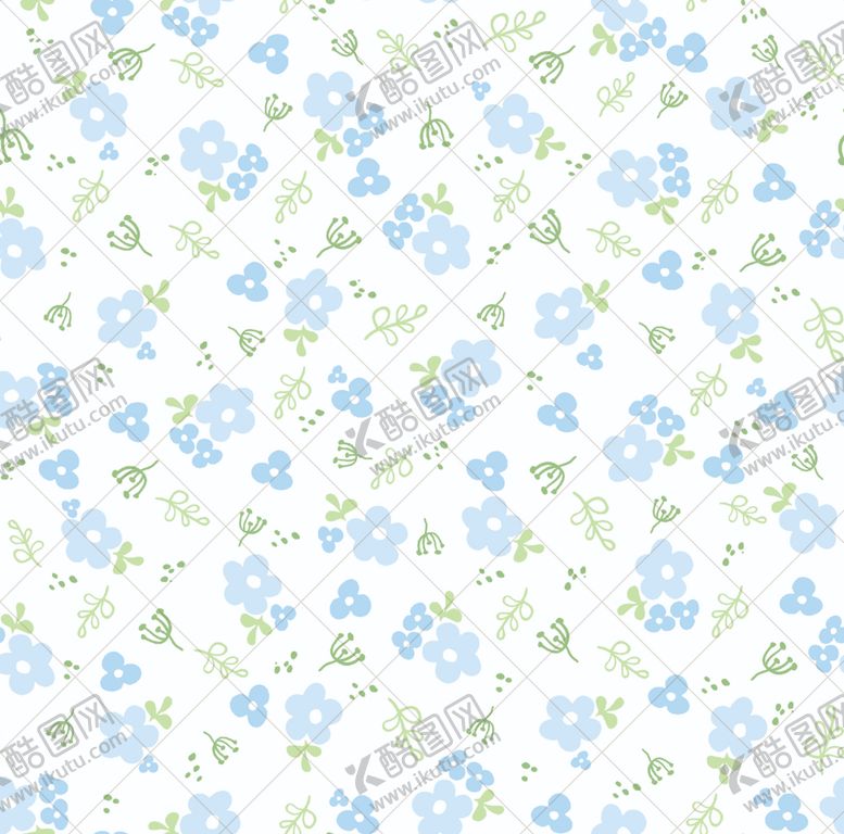 编号：46075904242020418801【酷图网】源文件下载-清新蓝花绿叶花卉图案