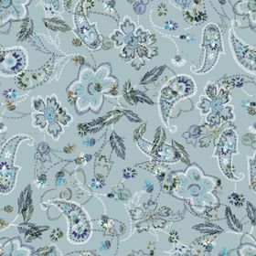 浅蓝色花卉佩斯利图案布料