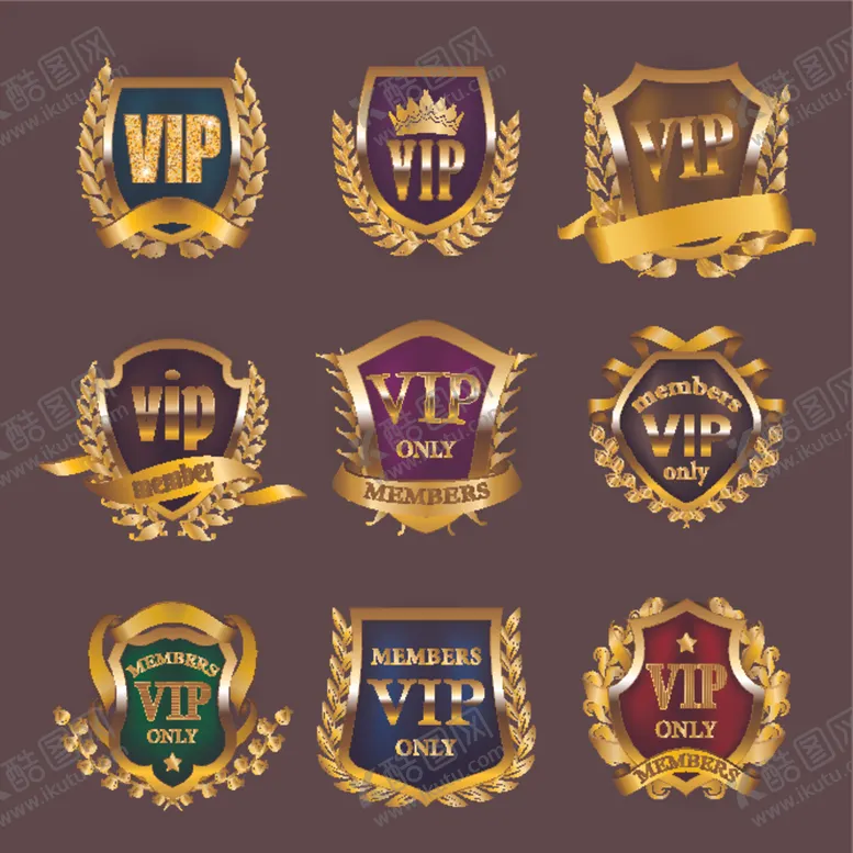 编号：33832707030058094814【酷图网】源文件下载-VIP徽标合集