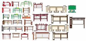 多样中式宣传栏雕塑组合展示