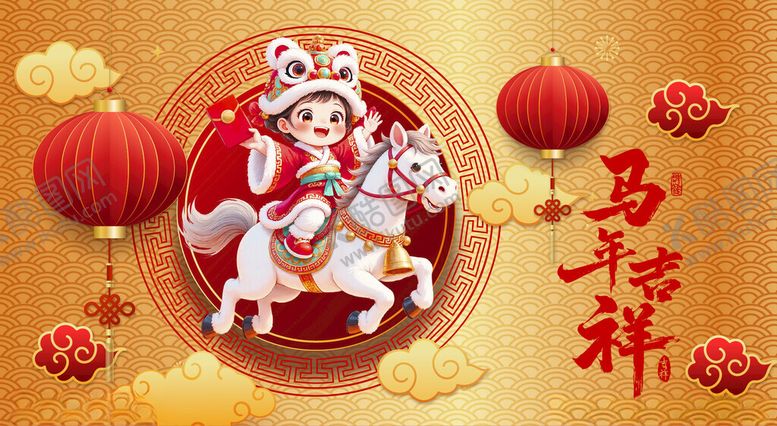 编号：93267305020034228120【酷图网】源文件下载-马年海报