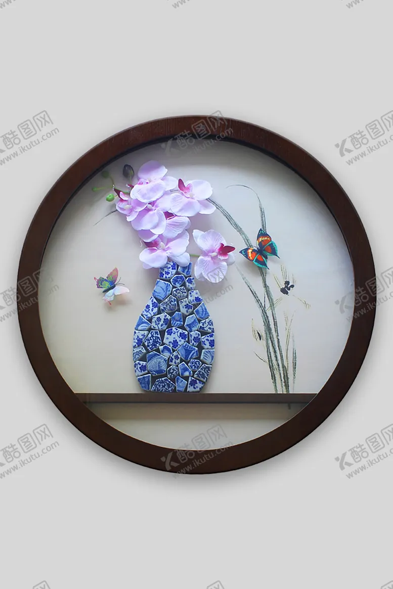 编号：98924402121341108094【酷图网】源文件下载-新中式花瓶玄关装饰画