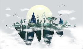 水墨画背景墙