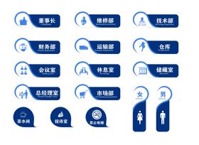 编号：19753609292138039156【酷图网】源文件下载-蓝色商务公司导视牌标牌