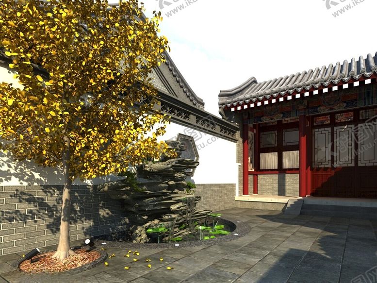 编号：55540501200402293191【酷图网】源文件下载-古建筑庭院3d模型