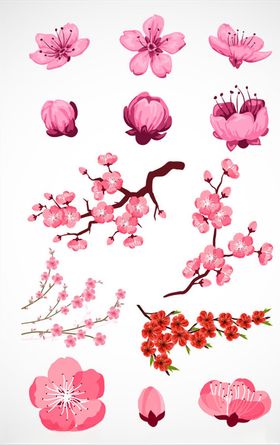 矢量手绘桃花素材