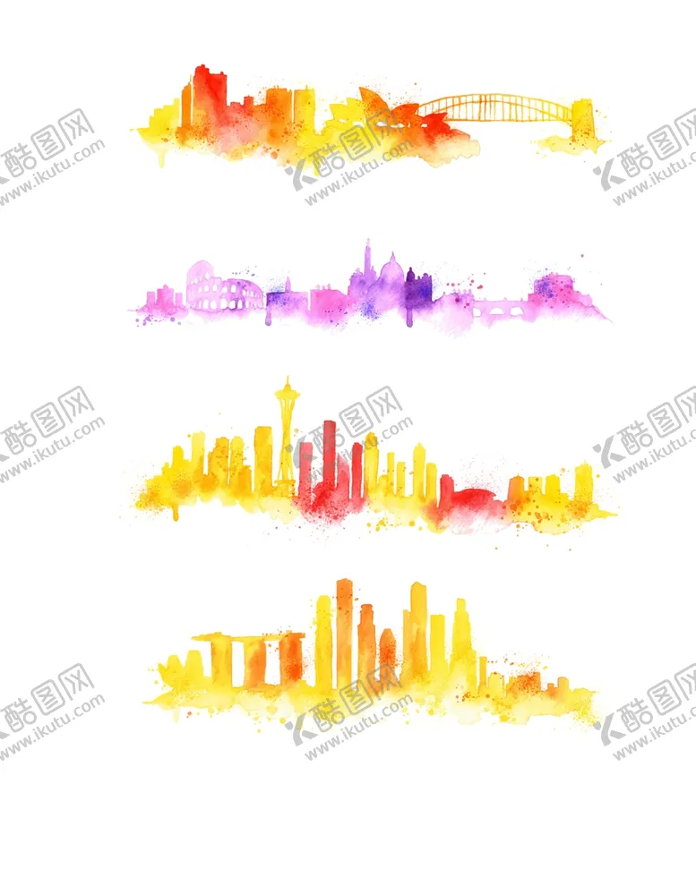 编号：24987701180229077314【酷图网】源文件下载-水彩城市