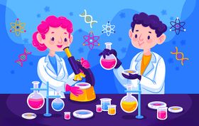 矢量卡通科学实验人物