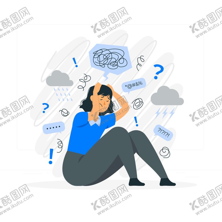 编号：68241709210256163650【酷图网】源文件下载-烦恼情绪人物插画