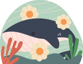 海底萌趣鲸鱼插画