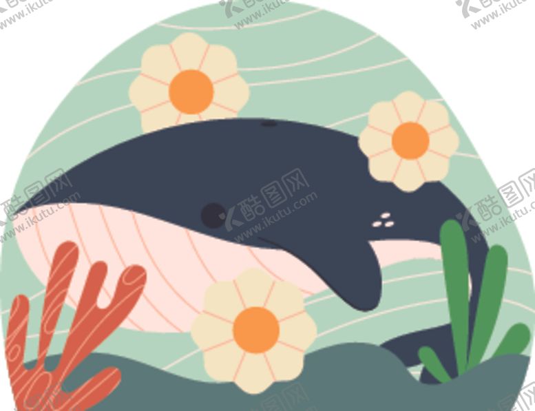 编号：57520204100001466831【酷图网】源文件下载-海底萌趣鲸鱼插画