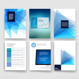 几何风蓝色系商务宣传模板