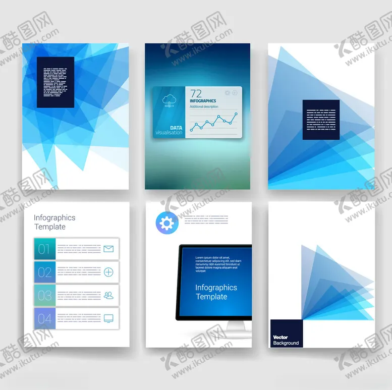 编号：15104804211657598800【酷图网】源文件下载-几何风蓝色系商务宣传模板