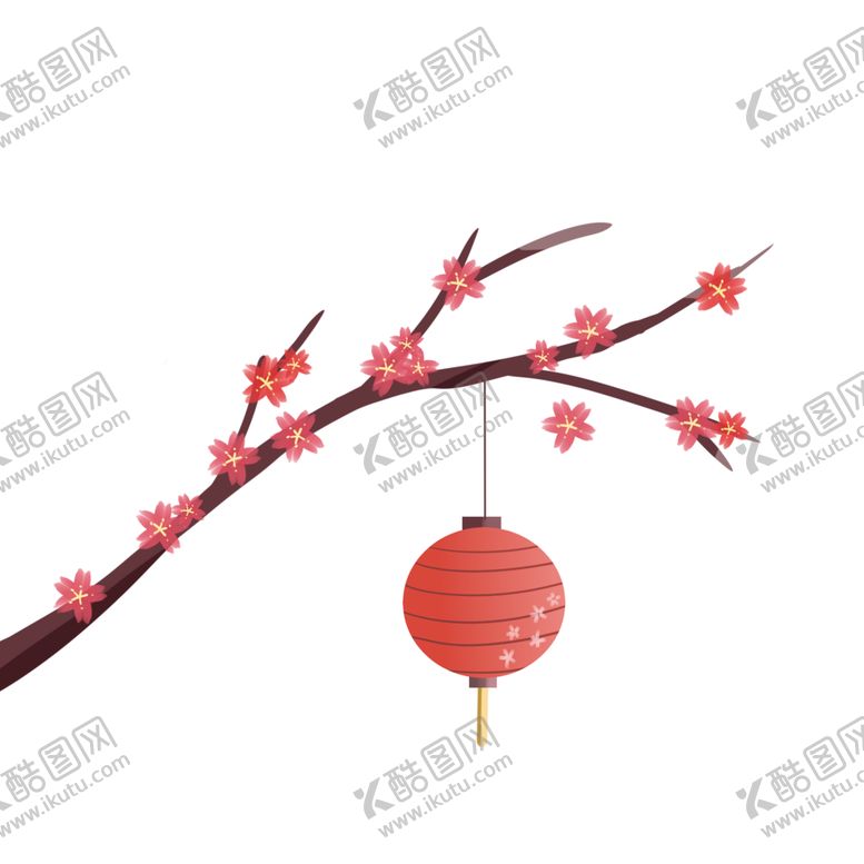 编号：59555607042349278361【酷图网】源文件下载-中国风灯笼梅花元素PNG