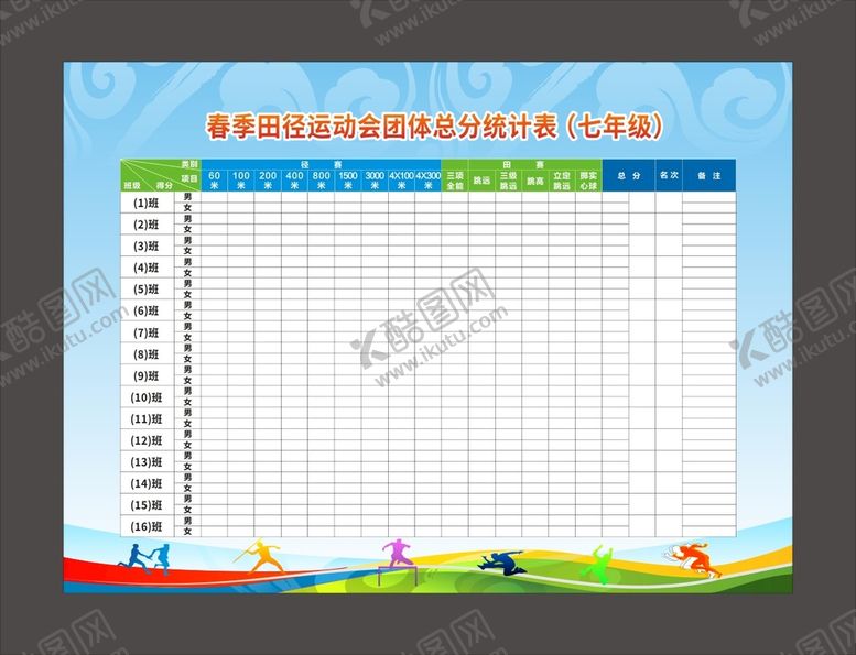 编号：95840501301518121609【酷图网】源文件下载-运动会成绩