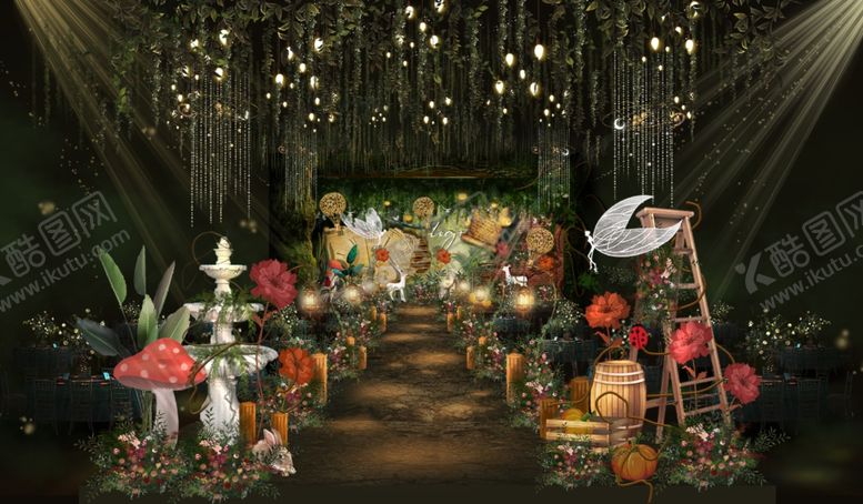 编号：59968009251901299049【酷图网】源文件下载-爱丽丝森系婚礼效果图