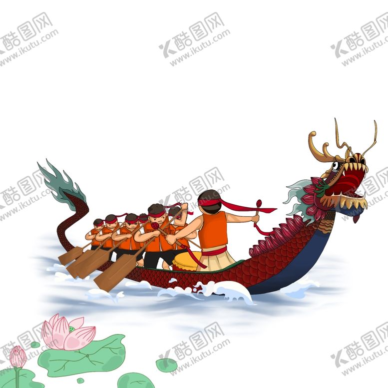 编号：44516009240847087128【酷图网】源文件下载-卡通山水端午节粽子划船龙舟