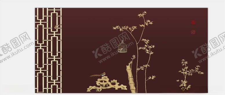 编号：50675906170137394445【酷图网】源文件下载-中国风竹子背景墙