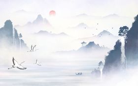 中式山水背景