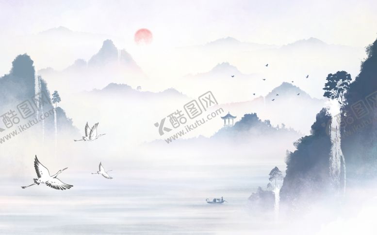 编号：27872504092355461345【酷图网】源文件下载-中式山水背景