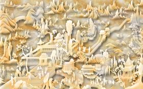 玉雕古建筑背景墙