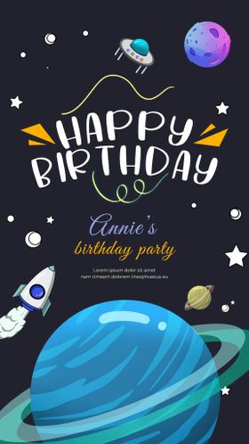 卡通宇宙生日海报